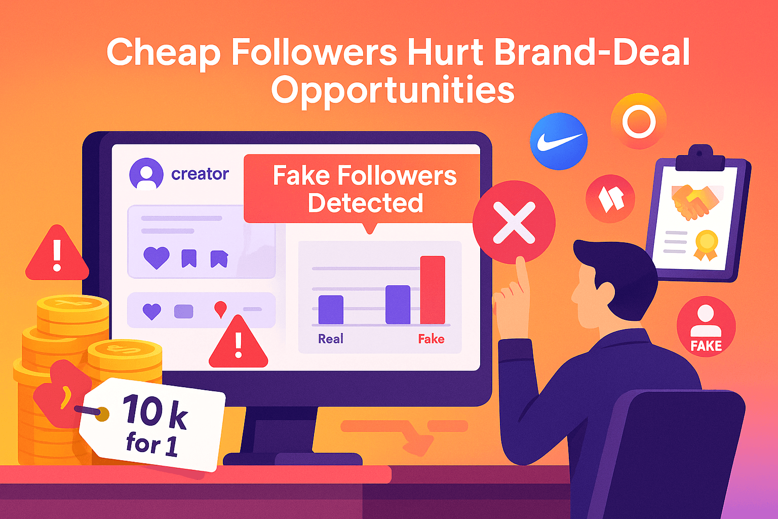 Brands don’t care about follower count anymore — they care about audience quality. Cheap followers destroy your audience integrity, making you unqualified for campaigns, even if your content is strong.