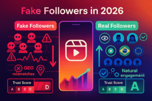 Instagram now measures behavior, GEO relevance, trust score tiers, device clusters, and activity patterns to determine whether a follower is legitimate. This means that fake Instagram followers in 2026 are not just easy to detect — they are more damaging than ever. And real followers in 2026 are more valuable because they help the algorithm understand your region, niche, and audience match.