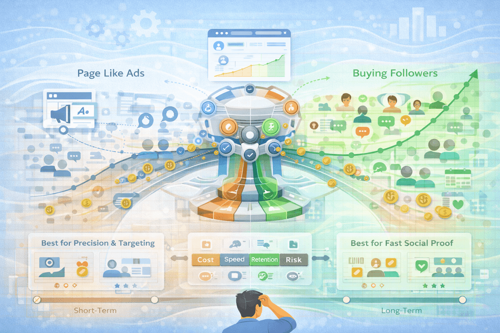 Page like ads or buying followers—which works better? Compare cost, delivery speed, retention, and risk to choose the right growth method.